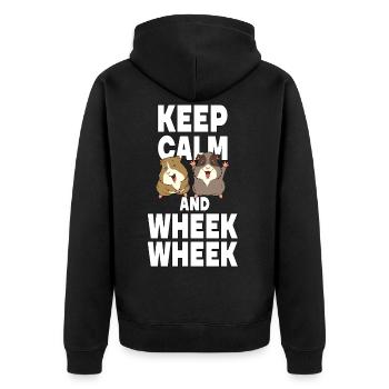 Keep Calm And Wheek Wheek Propriétaires de cobayes - Veste à capuche bio Premium Unisexe - noir - Dos - Nico (187cm)