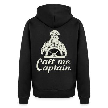 Call Me Captain design for a captain - Unisex Premium Organic Zip Hoodie - black - Back - Nico (187cm)