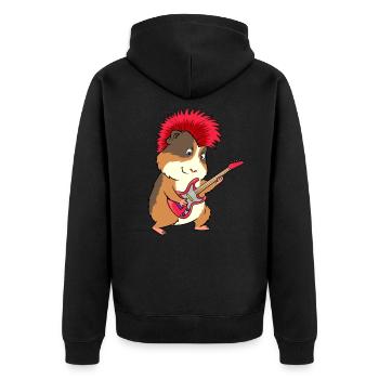 Lustiges Meerschweinchen Punk Rock Gitarre Musik - Unisex Premium Bio Zip Hoodie - Schwarz - Hinten - Nico (187cm)