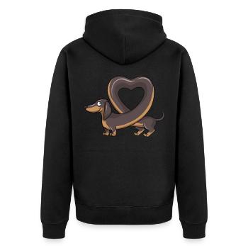 Teckel mignon faisant une forme de coeur. conception - Veste à capuche bio Premium Unisexe - noir - Dos - Nico (187cm)