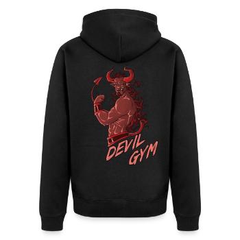 Devil Gym The devil trains in a gym design - Unisex Premium Organic Zip Hoodie - black - Back - Nico (187cm)