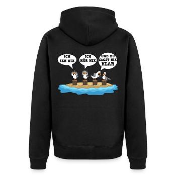 Ich Seh Nix Ich Hör Nix Und Du Sagt Nix Design - Unisex Premium Bio Zip Hoodie - Schwarz - Hinten - Nico (187cm)