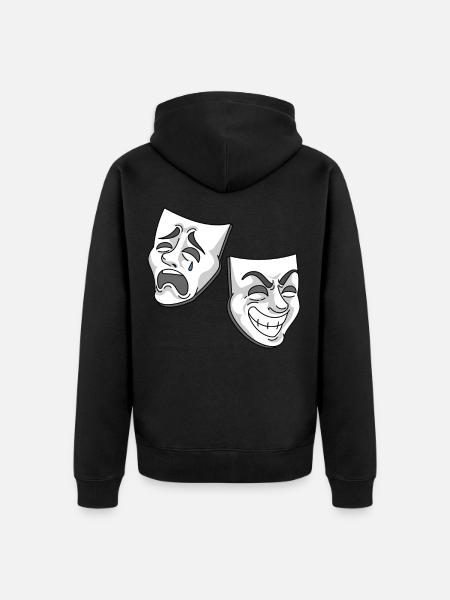 Theater comedy tragedy masks design - Unisex Premium Organic Zip Hoodie - black