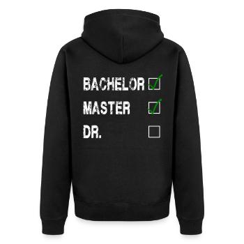 Abschluss Bachelor Master Dr. Prüfung - Unisex Premium Bio Zip Hoodie - Schwarz - Hinten - Nico (187cm)