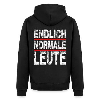 Endlich Normale Leute Design für einen Leute mit - Unisex Premium Bio Zip Hoodie - Schwarz - Hinten - Nico (187cm)
