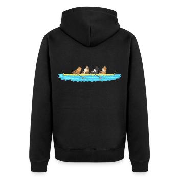 Drôle de cochons d'Inde dans un bateau - Veste à capuche bio Premium Unisexe - noir - Dos - Nico (187cm)
