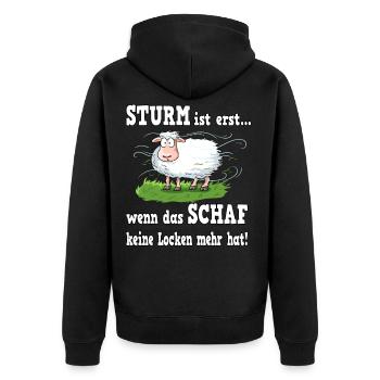 Schafe für einen Ostsee und Nordsee Urlauber - Unisex Premium Bio Zip Hoodie - Schwarz - Hinten - Nico (187cm)
