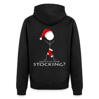 Nikolaus - Unisex Premium Bio Zip Hoodie - Schwarz - Hinten - Nico (187cm)
