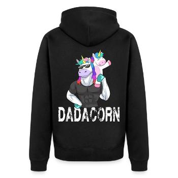 Dadacorn Papa Einhorn Training Gym Workout für - Unisex Premium Bio Zip Hoodie - Schwarz - Hinten - Nico (187cm)