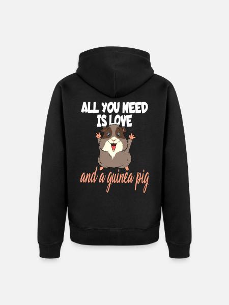 Love and guinea pigs design - Unisex Premium Organic Zip Hoodie - black