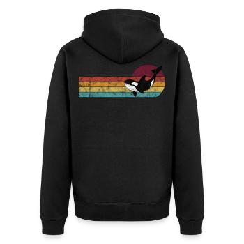 Orque orque orque cadeau baleine rétro océan - Veste à capuche bio Premium Unisexe - noir - Dos - Nico (187cm)