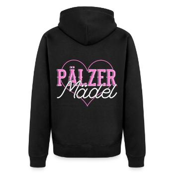 Pfälzer Pfalz Duppeglas Pälzer - Unisex Premium Bio Zip Hoodie - Schwarz - Hinten - Nico (187cm)