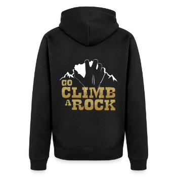 Bergsteigen - Unisex Premium Bio Zip Hoodie - Schwarz - Hinten - Nico (187cm)