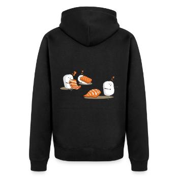 Salmon sushi - Unisex Premium Organic Zip Hoodie - black - Back - Nico (187cm)