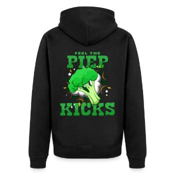 BEEP KICKS - Unisex Premium Organic Zip Hoodie - black - Back - Nico (187cm)