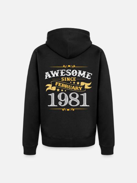 Birthday in February 1981 - Unisex Premium Organic Zip Hoodie - black