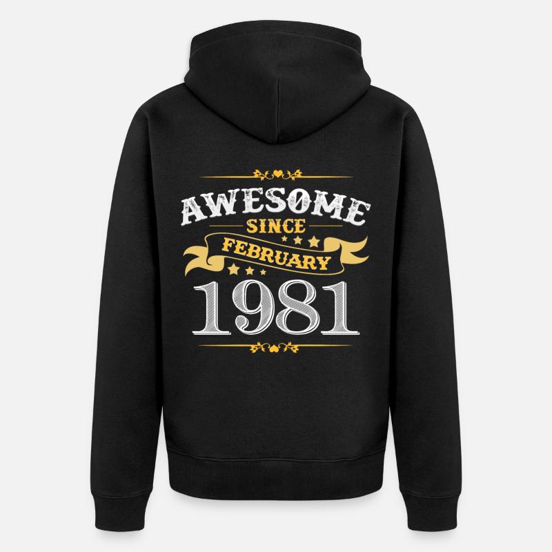 Anniversaire en février 1981 - Veste à capuche bio Premium Unisexe - noir