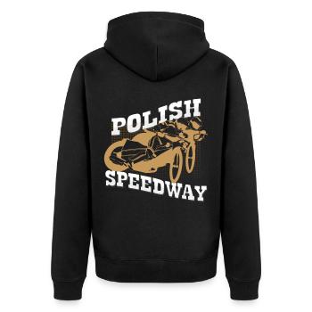 Speedway Poland - Unisex Premium Organic Zip Hoodie - black - Back - Nico (187cm)