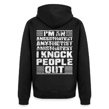 anesthesia anesthesiologist crna anesthetist - Unisex Premium Bio Zip Hoodie - Schwarz - Hinten - Nico (187cm)