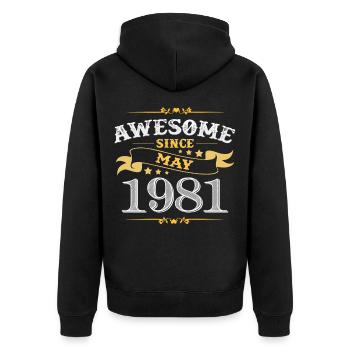Anniversaire en mai 1981 - Veste à capuche bio Premium Unisexe - noir - Dos - Nico (187cm)