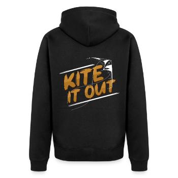 kite - Unisex Premium Organic Zip Hoodie - black - Back - Nico (187cm)