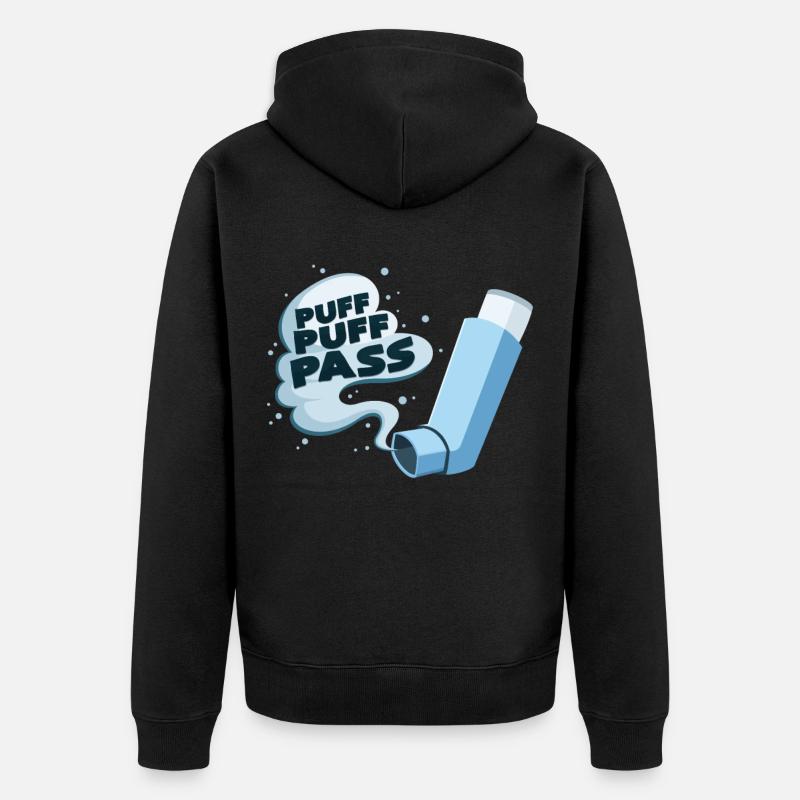 Asthmaspray - Unisex Premium Bio Zip Hoodie - Schwarz