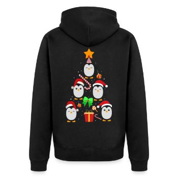 Penguin fir tree - Unisex Premium Organic Zip Hoodie - black - Back - Nico (187cm)