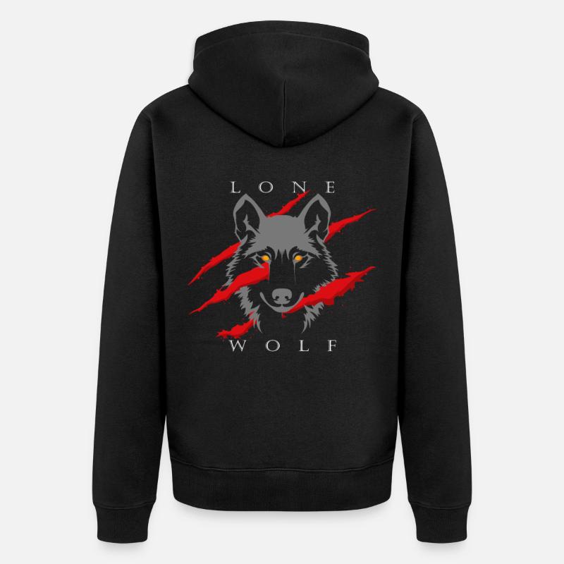 Einsamer Wolf - Unisex Premium Bio Zip Hoodie - Schwarz