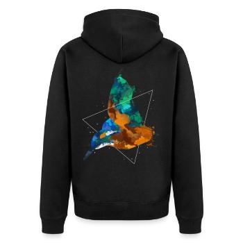 Eisvogel - Unisex Premium Bio Zip Hoodie - Schwarz - Hinten - Nico (187cm)