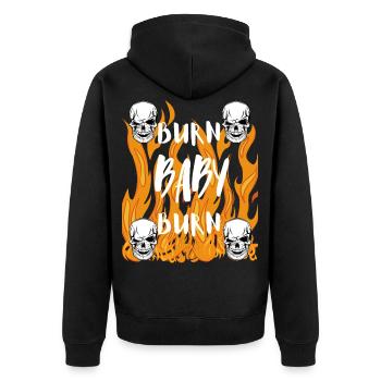 BURN BABY BURN! - Unisex Premium Organic Zip Hoodie - black - Back - Nico (187cm)