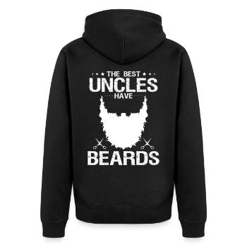 Onkel mit Bart - Unisex Premium Bio Zip Hoodie - Schwarz - Hinten - Nico (187cm)