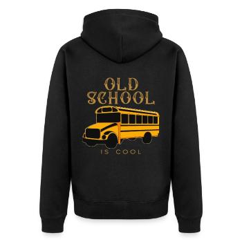 Old school bus expanded as camping motorhome - Unisex Premium Organic Zip Hoodie - black - Back - Nico (187cm)