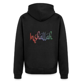 Inshallah so god willing - Unisex Premium Organic Zip Hoodie - black - Back - Nico (187cm)