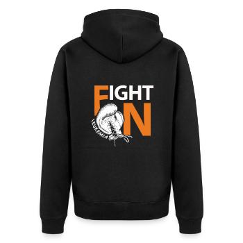 Fight leukemia like a boxer - Unisex Premium Organic Zip Hoodie - black - Back - Nico (187cm)