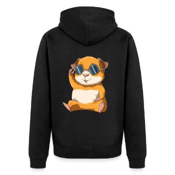 Mignon petit cochon d'Inde avec des lunettes de soleil - Veste à capuche bio Premium Unisexe - noir - Dos - Nico (187cm)