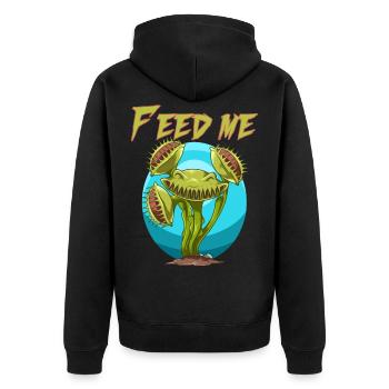 Feed Me Dionaea for a plant lover and - Unisex Premium Organic Zip Hoodie - black - Back - Nico (187cm)