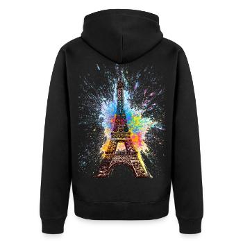Paris Eiffelturm Frankreich France Tour Eiffel - Unisex Premium Bio Zip Hoodie - Schwarz - Hinten - Nico (187cm)