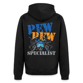 Paintball Specialist für einen Paintball Spieler - Unisex Premium Bio Zip Hoodie - Schwarz - Hinten - Nico (187cm)