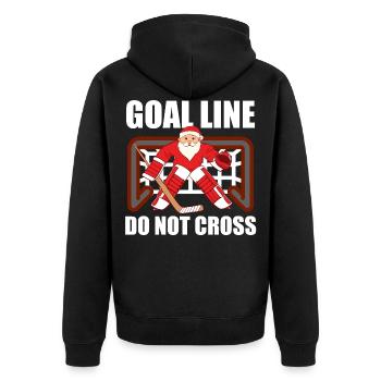 Goal Line Do Not Cross Ice Hockey Christmas - Unisex Premium Organic Zip Hoodie - black - Back - Nico (187cm)