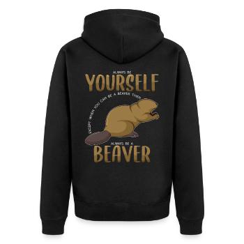 Be a beaver - Unisex Premium Organic Zip Hoodie - black - Back - Nico (187cm)