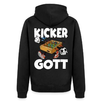 Tischfussball Tischkicker Tischfußball Kicker Gott - Unisex Premium Bio Zip Hoodie - Schwarz - Hinten - Nico (187cm)