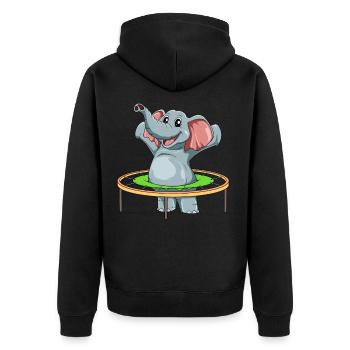 Saut de trampoline d'éléphant drôle - Veste à capuche bio Premium Unisexe - noir - Dos - Nico (187cm)