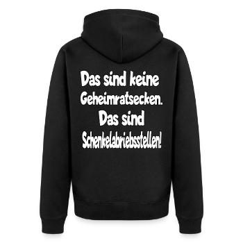 Keine Geheimratsecken das sind - Unisex Premium Bio Zip Hoodie - Schwarz - Hinten - Nico (187cm)
