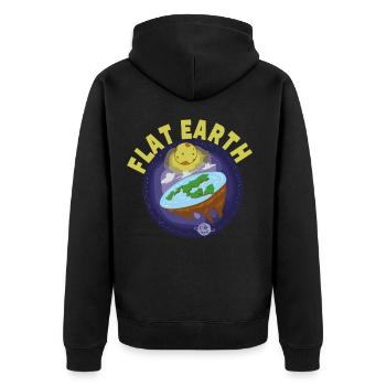 Flache Erde Scheibenerde Theorie - Unisex Premium Bio Zip Hoodie - Schwarz - Hinten - Nico (187cm)