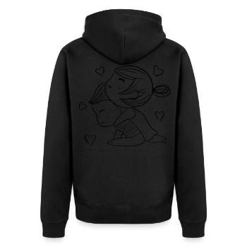 Zwei verliebte / Paar - Unisex Premium Bio Zip Hoodie - Schwarz - Hinten - Nico (187cm)