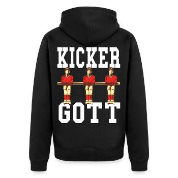 Tischfussball Tischkicker Tischfußball Kicker Gott - Unisex Premium Bio Zip Hoodie - Schwarz - Hinten - Nico (187cm)