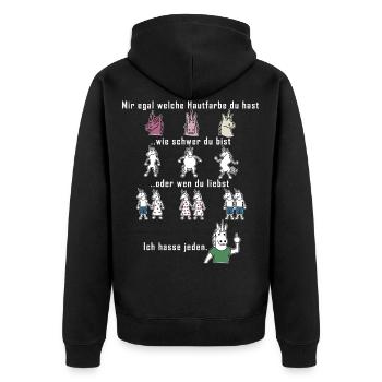 Peu importe la couleur de votre peau, je déteste tout le monde! - Veste à capuche bio Premium Unisexe - noir - Dos - Nico (187cm)