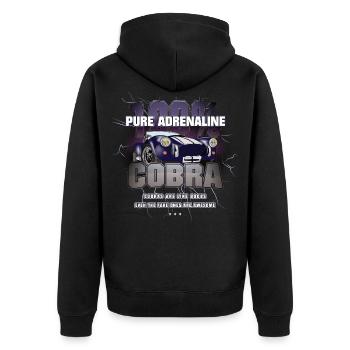 Pures Adrenalin AC Cobra american thunder Geschenk - Unisex Premium Bio Zip Hoodie - Schwarz - Hinten - Nico (187cm)