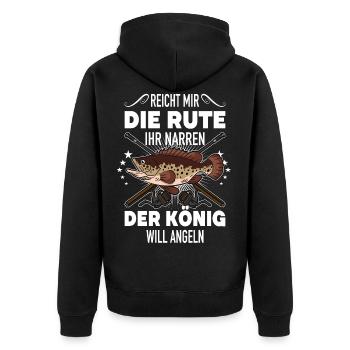Reicht mir die Rute der König will angeln für - Unisex Premium Bio Zip Hoodie - Schwarz - Hinten - Nico (187cm)