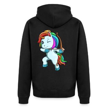 Niedliches Einhorn Pfeil Bogen - Unisex Premium Bio Zip Hoodie - Schwarz - Hinten - Nico (187cm)
